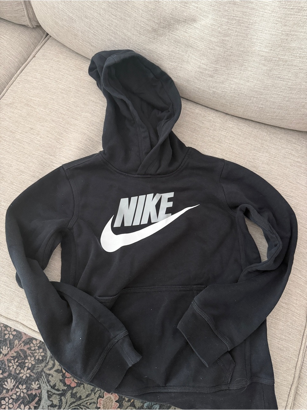 Nike Black Hoodie with White Swoosh Logo